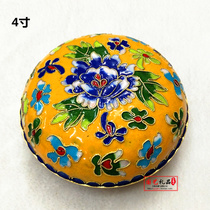 Old Beijing cloisonne filigree enamel jewelry box printing clay box Old goods powder box Cloisonne powder box gift to friends