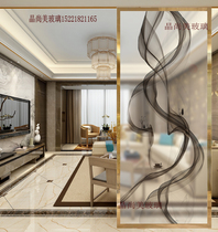 Art Glass Modern Minimalist Minimalist Style Partition Screen Xuanguan Bilayer Clip Adhesive Clip Silk Abstraction