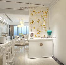 Enamel Color Art Glass Partition Xuanguan Background Screen Aisle Modern Light Lavish Minima Gingko Gold Leaf Glazed Color