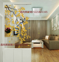 Art Glass Minimalist Modern Genguan Partition Entrance Restaurant Partition Dry Wet Background Wall Brief Au Leaf