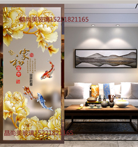 Art Glass Corridor Background Wall Brief Eu Eurostyle Style Genguan Partition Solid Deep Sculpture Peony Home and Fugui