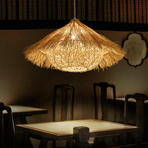 Southeast Asian restaurant Hotel Teahouse Single-head Rattan small chandelier Chinese restaurant Creative Birds nest Hand-woven lamps