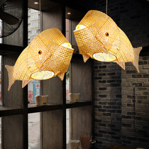 Japanese fish chandelier New Chinese restaurant Bamboo lamp pot shop Hotel Creative personality Southeast Asian Carp lamp