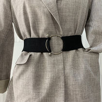 Belt black waist seal Korean version of simple elastic belt wide version waist with skirt trench coat tide