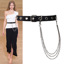 Punk style chain decorative belt female fashion hip-hop Joker Net red belt Korean version of non-perforated jeans with men