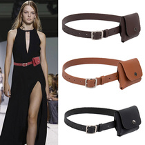 Belt womens change bag fashion versatile belt Korean knot decoration perforated fine belt simple small waist bag