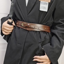 Headband Bull Leather Strap with one-piece dress Dress Wide Belt Trim Sweater 100 Hitch Genuine Leather Elastic Waist Seal Woman