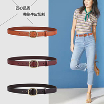 True cowhide leather belt female decoration Joker cashmere coat women waist belt ins Korean fashion waist seal with skirt