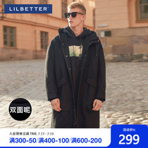 Lilbetter wool coat Mens winter coat Hooded wool coat Medium and long wool coat tide brand