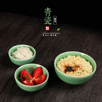 Longquan celadon rice bowl tableware creative ceramic rice bowl kiln ice cracking Chinese small soup bowl heat-resistant microwave oven