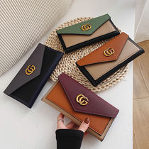 European and American fashion wallet womens long 2021 new simple contrast color womens folding wallet multi-function coin purse