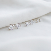 SUZEE Custom High Quality Super Shiny Fire Color Zircons Earrings Earrings 925 Pure Silver 4mm6mm