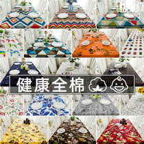 Simple ins Nordic combed cotton canvas Dining table fabric Desk coffee table tablecloth Maternal and child health Childrens tablecloth