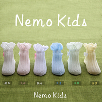 Summer new baby mesh socks thin hand-stitched head childrens socks solid color cute baby socks