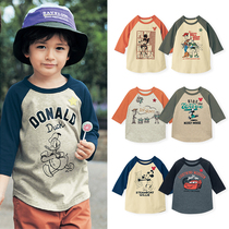 21 childrens seven-point sleeve T-shirt spring and autumn baby mid-sleeve top cartoon pattern summer boys and girls childrens clothing