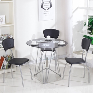 洽谈桌钢化玻璃圆桌茶几现代简约餐桌玻璃桌子圆钢化小圆桌椅组合