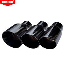 SUMSOO Auto modified exhaust pipe Universal plated black pitched double layer stainless steel welding tail mouth 89102