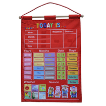 Children Early Education Puzzle Toys Babies Learn English Alphabet Weather Date Season Hanging Calendar Teaching Aids Cloth Pendant