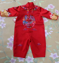 Clothing newborn cheongsam female baby clothes Spring and Autumn Silk climbing clothes male baby Autumn Chinese jumpsuit