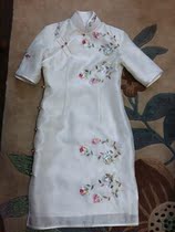 Spring and summer short-sleeved Korean imported European yarn hand-embroidered improved Chinese cheongsam dress out of stock