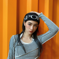 Autumn and winter outgoing hair ferret fur mink wool suede head net red with the same paragraph SPORT letter wide side fur hair band