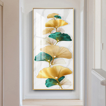 New Chinese-style porch decorative painting light luxury ginkgo biloba meaning good front-to-door mural corridor aisle vertical hanging painting