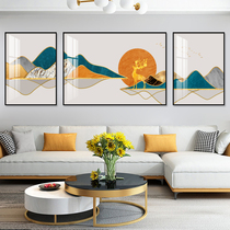 Modern minimalist living room decorative painting light luxury atmospheric sofa background wall painting diffuse Jinshan triple painting Crystal porcelain hanging painting