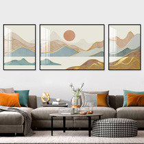 Rising Sun Dongsheng living room decoration painting light luxury modern high-end hotel background wall hanging painting triple painting bedside Crystal porcelain painting