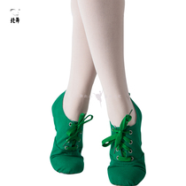 Green canvas teacher shoes soft-soled shoes dancing shoes exercise shoes folk dance ballet dance lace with yoga Jazz