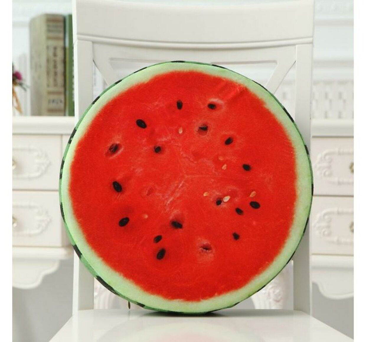 卡通西瓜水果坐垫办公室圆形椅垫学生板凳餐椅凳子坐垫可拆洗加厚