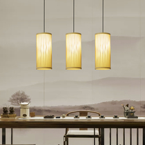Simple bamboo restaurant bamboo woven Japanese style new Chinese tea room stairwell bar Homestay inn creative rattan chandelier