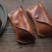KONGLONGMOGU new simple dark designer leather old vintage thick tanned cowhide leather glasses case