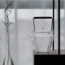 Copper lifting beam heat-resistant glass pot kettle bubble teapot kung fu tea set kettle large capacity cooking teapot flower teapot