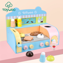 ToyWoo Children Toaster Bread Machine Men And Women Emulation Oven Microwave Over Home Kitchen Cook Toy Suit