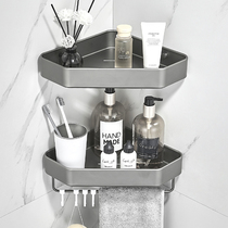 Integrally thickened bathroom shelve corner rack washing desk wall-mounted Nordic washroom triangular containing frame free of punch