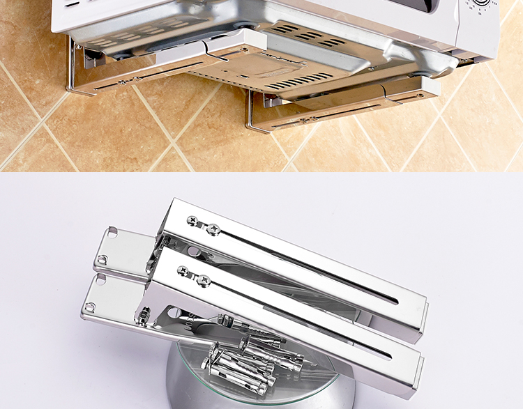 厨房支架304不锈钢加厚烤箱架微波炉架置物架壁挂式可伸缩支架