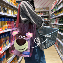 Xin help grocery store fun funny bear transparent shoulder bag environmental protection bag shopping bag portable out handbag