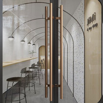 Black stainless steel glass door handle gold wire drawing rose gold large door handle hotel Ming loaded solid wood door handle