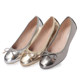 2024 Summer Silver Flat Shoes Women's Round Toe Single Shoes Women's Shoes Versatile Soft Sole Bow Boat Shoes Scoop Shoes Peas Shoes