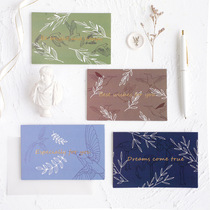 High-end Bronzing Festival Blessing Birthday Greeting Cards Creative Blank Small Card Thanksgiving Thanks Message Card With Envelope