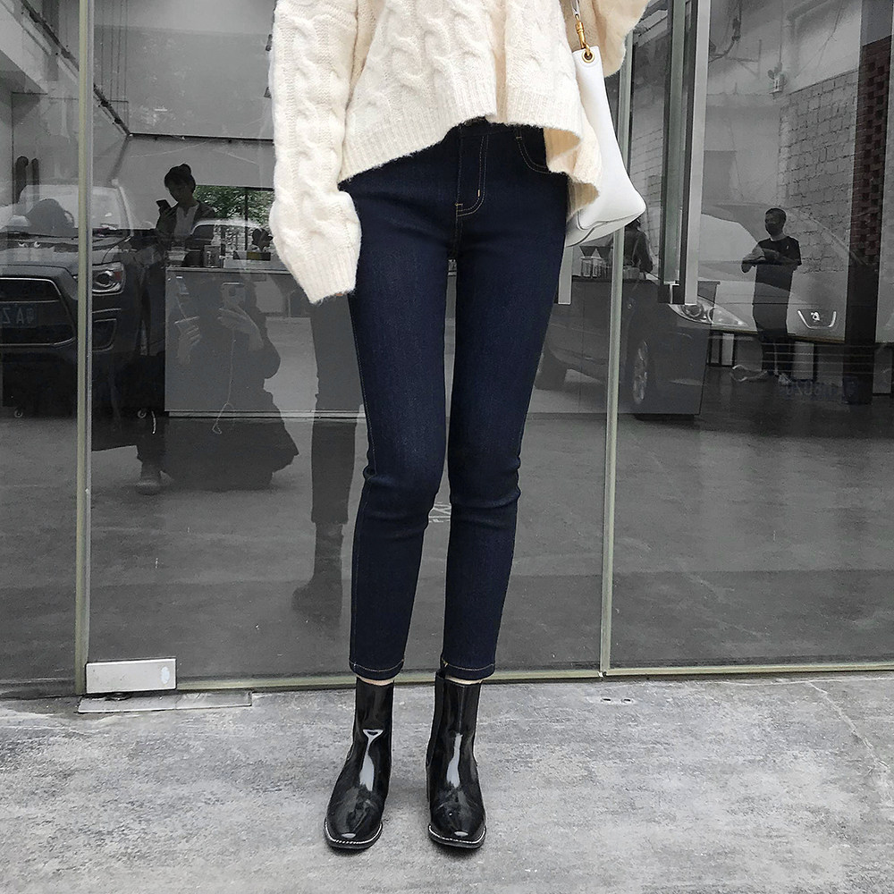 mc2018秋装新款九分牛仔裤黑色修身显瘦铅笔裤小脚裤长裤子女紧身