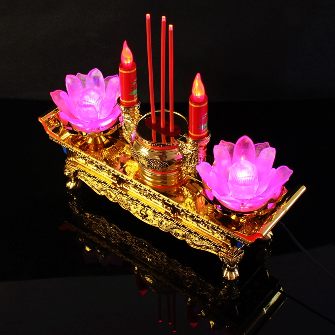 led莲花灯佛供灯蜡烛灯 念佛机观音灯电子供佛灯长明灯具佛教用品_7折图片