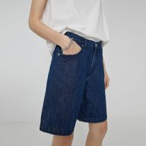Van Lo 2022 Summer New Retro Neutral Pants Straight Silo High Waist Loose Shorts Washed 50% Jeans Woman