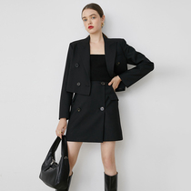 Fanluo's new commuting in autumn 2022 OL-wind black little suit female short skirt short fashion suit