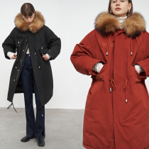 The Van Loo 2022 new winter thickening even cap raccoon fur collar Pike with a red down red down jacket woman