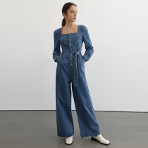 Van Loo 2022 Springtime Dress New Denim One-piece Dress Woman Design Sensation Small Crowdcasseron Slim Square Collar Conjoined Pants Suit