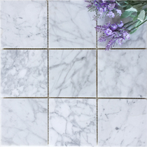 Fine white mosaic tile stone white marble wall stickers background wall toilet bar cultural fossil floor tiles