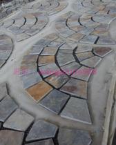 Retro rust board mosaic tile cultural fossil fan-shaped marble exterior wall brick slate stone fish pond wall wall with courtyard wall