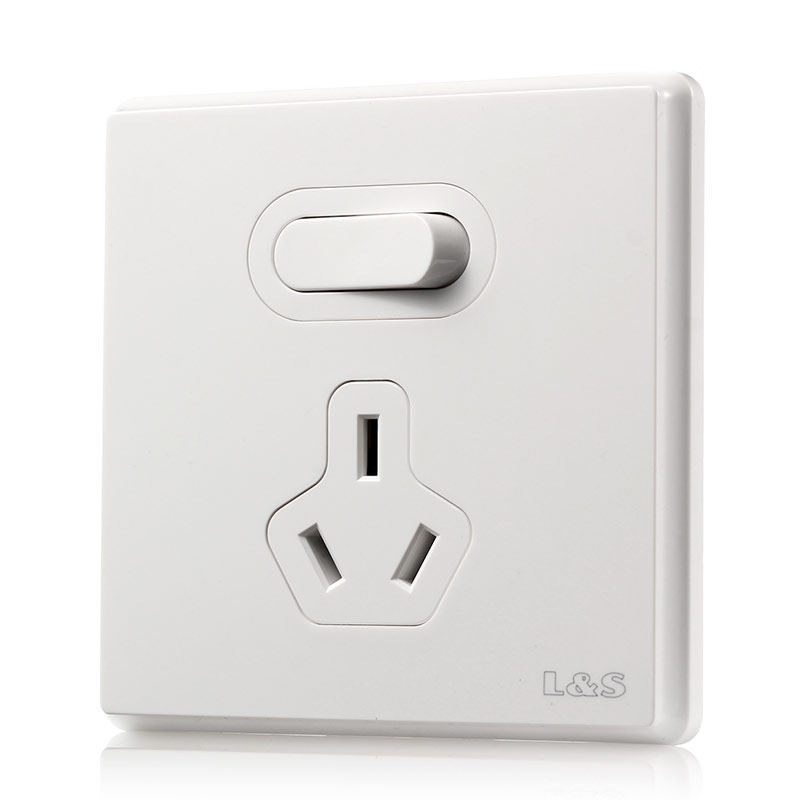 联塑开关插座10a三孔插座带单开单联电源墙壁开关 86型品尚珍珠白_7折