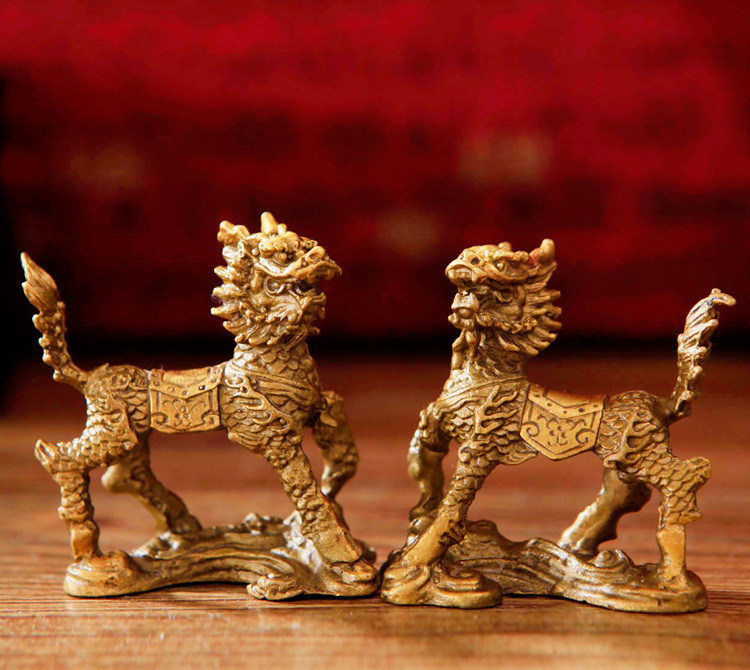 妙如意铜腾云麒麟摆件四不像神兽 催官达贵吉祥瑞兽踏云麒麟摆件